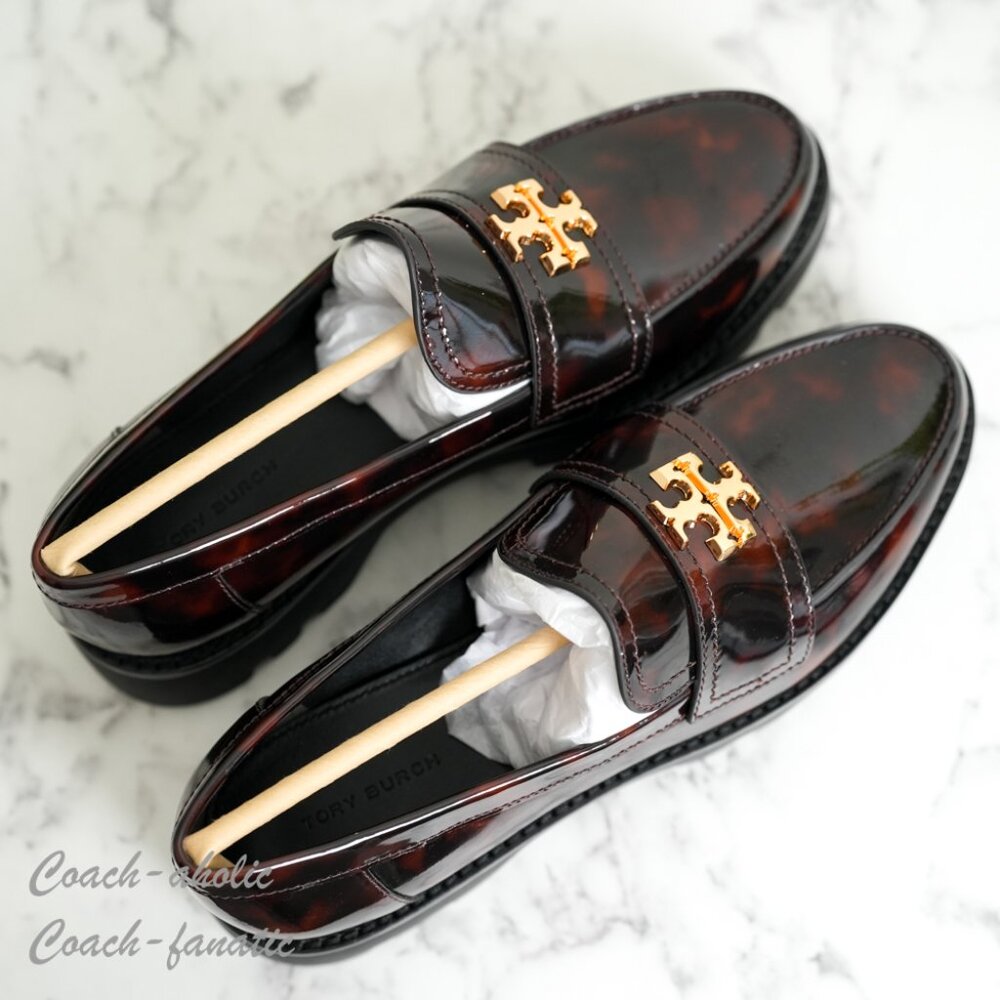 NIB Tory Burch Everly Leather Mini Chunky Loafer Flat Cambridge Shoes Size 7.5/8 - Picture 3 of 9